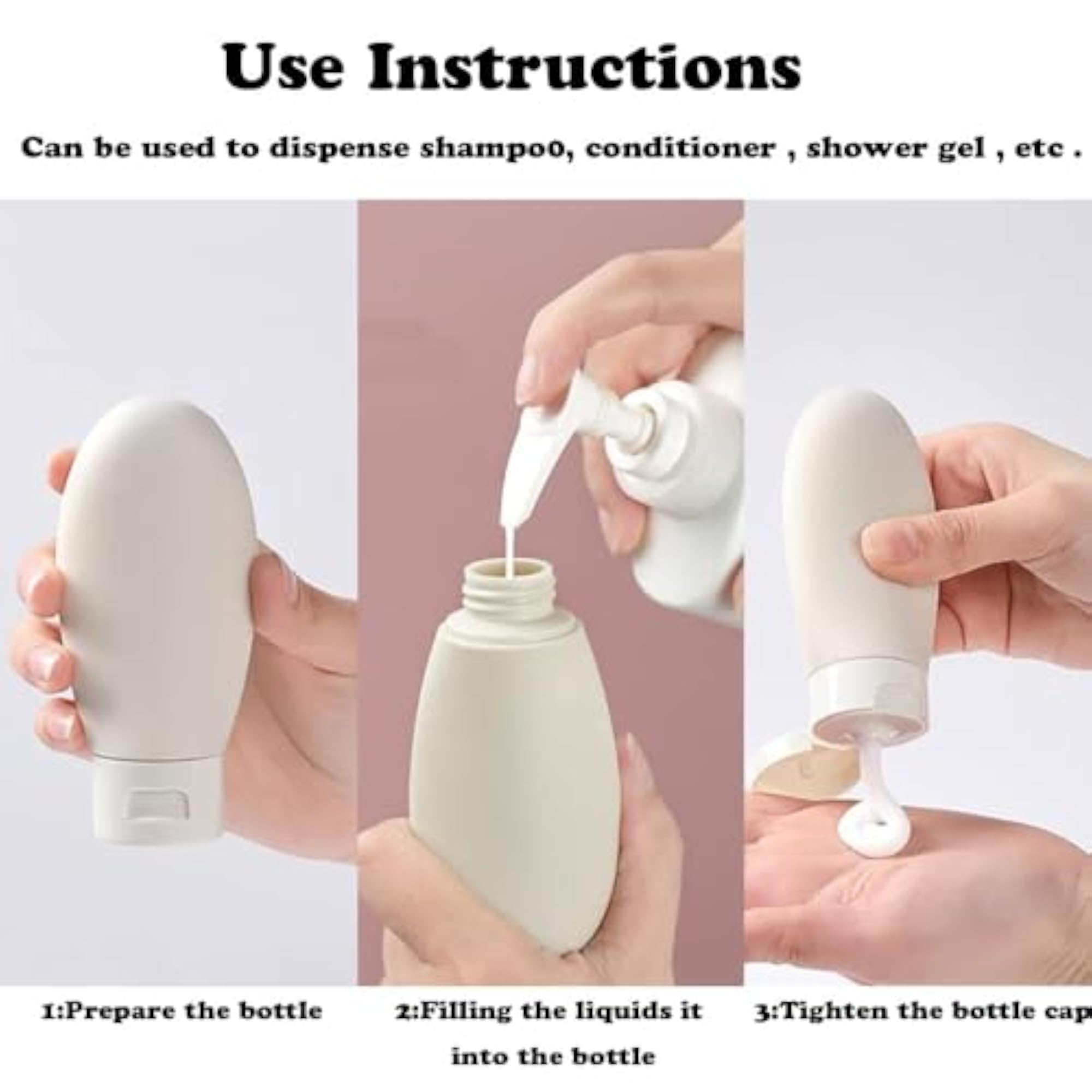 3 Pcs Travel Bottles Set 60ML, Mini Empty Plastic Squeeze Bottles